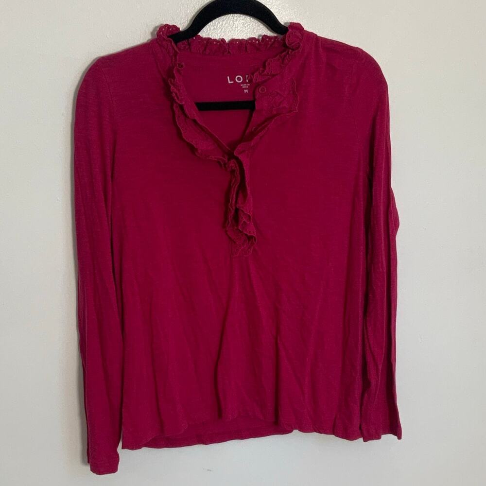 Loft Magenta Long Sleeve shirt size‎ medium